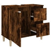 Prague Wooden Vanity Unit With Oak Legs In Smoked Oak