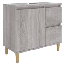 Prague Wooden Vanity Unit With Oak Legs In Grey Sonoma