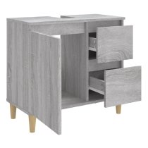 Prague Wooden Vanity Unit With Oak Legs In Grey Sonoma