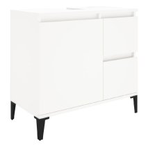 Prague Wooden Vanity Unit With Black Legs In White