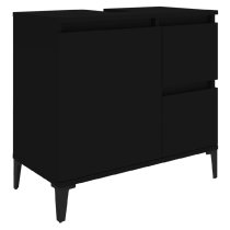 Prague Wooden Vanity Unit With Black Legs In Black