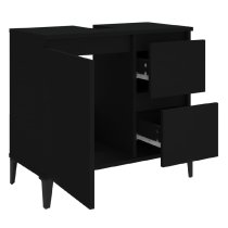 Prague Wooden Vanity Unit With Black Legs In Black