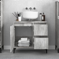 Prague Wooden Vanity Unit With Black Legs In Concrete Grey