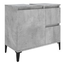 Prague Wooden Vanity Unit With Black Legs In Concrete Grey