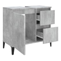 Prague Wooden Vanity Unit With Black Legs In Concrete Grey