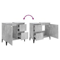 Prague Wooden Vanity Unit With Black Legs In Concrete Grey