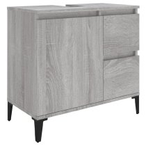 Prague Wooden Vanity Unit With Black Legs In Grey Sonoma