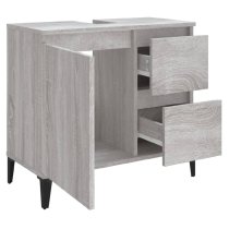 Prague Wooden Vanity Unit With Black Legs In Grey Sonoma