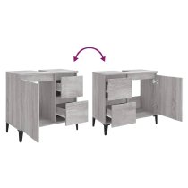 Prague Wooden Vanity Unit With Black Legs In Grey Sonoma