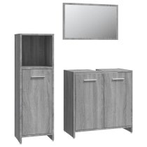 Pecos Wooden 3 Piece Bathroom Furniture With Mirror Grey Sonoma