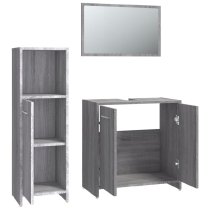 Pecos Wooden 3 Piece Bathroom Furniture With Mirror Grey Sonoma