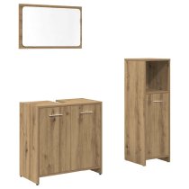 Pecos Wooden 3 Piece Bathroom Furniture With Mirror In Light Oak