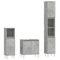 Peoria Wooden 3 Piece Bathroom Furniture Set In Concrete Grey