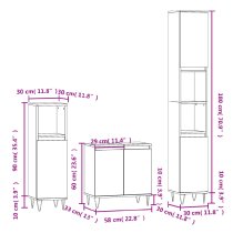 Peoria Wooden 3 Piece Bathroom Furniture Set In Concrete Grey