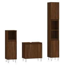 Peoria Wooden 3 Piece Bathroom Furniture Set In Brown Oak