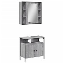 Brussels Wooden 2 Piece Bathroom Furniture Set In Grey Sonoma