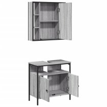 Brussels Wooden 2 Piece Bathroom Furniture Set In Grey Sonoma