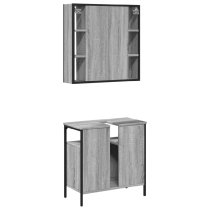 Brussels Wooden 2 Piece Bathroom Furniture Set In Grey Sonoma