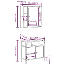 Brussels Wooden 2 Piece Bathroom Furniture Set In Grey Sonoma