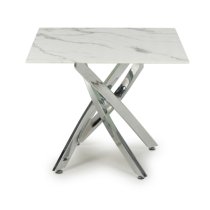 Avon End Table Square In White Marble Effect With Chrome Legs