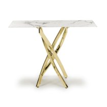 Avon Console Table In White Marble Effect With Gold Legs