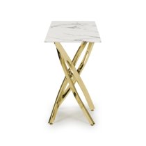 Avon Console Table In White Marble Effect With Gold Legs