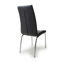 Justin Black Faux Leather Dining Chairs With Chrome Legs In Pair