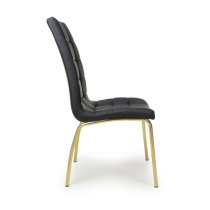 Justin Black Faux Leather Dining Chairs With Gold Legs In Pair