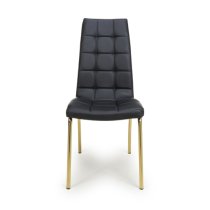 Justin Black Faux Leather Dining Chairs With Gold Legs In Pair