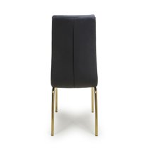 Justin Black Faux Leather Dining Chairs With Gold Legs In Pair