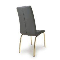 Justin Grey Faux Leather Dining Chairs With Gold Legs In Pair