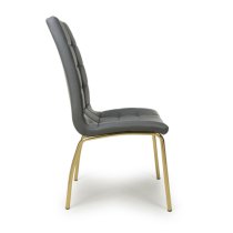 Justin Grey Faux Leather Dining Chairs With Gold Legs In Pair