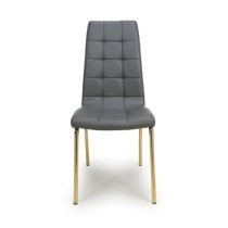 Justin Grey Faux Leather Dining Chairs With Gold Legs In Pair