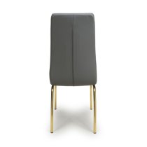 Justin Grey Faux Leather Dining Chairs With Gold Legs In Pair