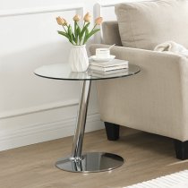 Synchro Clear Glass Lamp Table Round With Chrome Base