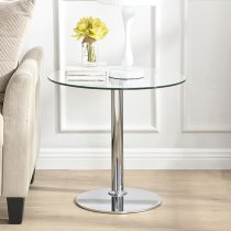 Synchro Clear Glass Lamp Table Round With Chrome Base