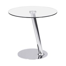 Synchro Clear Glass Lamp Table Round With Chrome Base