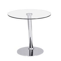 Synchro Clear Glass Lamp Table Round With Chrome Base