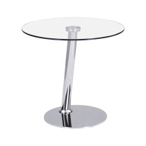 Synchro Clear Glass Lamp Table Round With Chrome Base