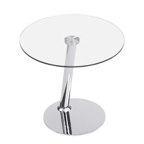 Synchro Clear Glass Lamp Table Round With Chrome Base