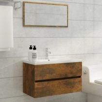 Assago Wooden 2 Piece Bathroom Furniture Set In Smoked Oak