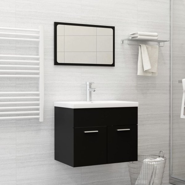 Aztec Wooden 2 Piece Bathroom Furniture Set In Black