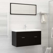 Banff Wooden 2 Piece Bathroom Furniture Set In Black