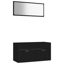 Banff Wooden 2 Piece Bathroom Furniture Set In Black