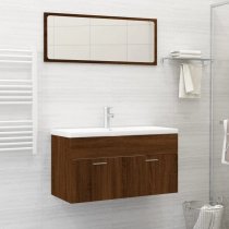 Banff Wooden 2 Piece Bathroom Furniture Set In Dark Brown Oak