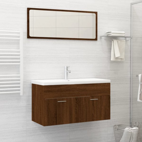 Banff Wooden 2 Piece Bathroom Furniture Set In Dark Brown Oak