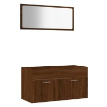 Banff Wooden 2 Piece Bathroom Furniture Set In Dark Brown Oak