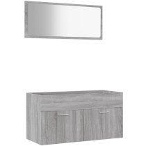 Banff Wooden 2 Piece Bathroom Furniture Set In Grey Sonoma