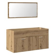 Banff Wooden 2 Piece Bathroom Furniture Set In Oak