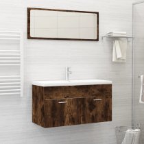 Banff Wooden 2 Piece Bathroom Furniture Set In Smoked Oak